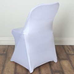 6 White FOLDING Stretch SPANDEX CHAIR COVERS Event Banquet Reception Decorations