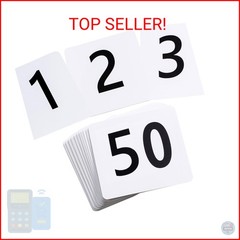 Toncoo 50Pcs Table Numbers 1-50, 3.7×4 Inch Plastic Table Numbers, Double Sided