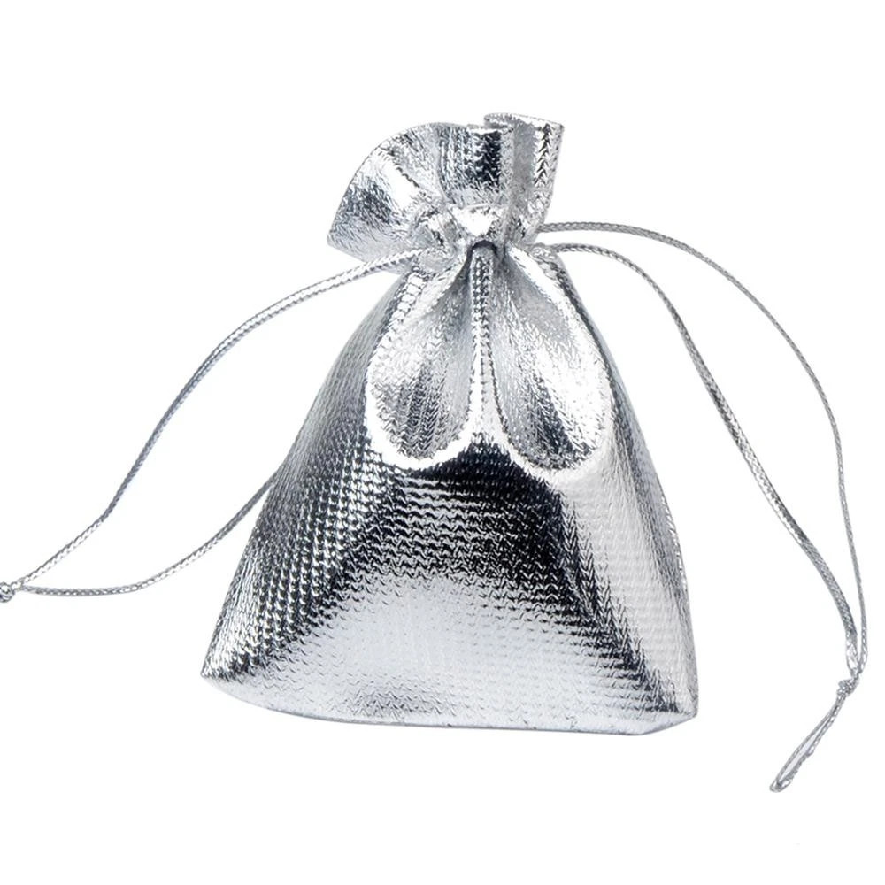 50pcs Adjustable Fabric Jewelry Bags Gold Drawstring Pouches for Wedding Storage