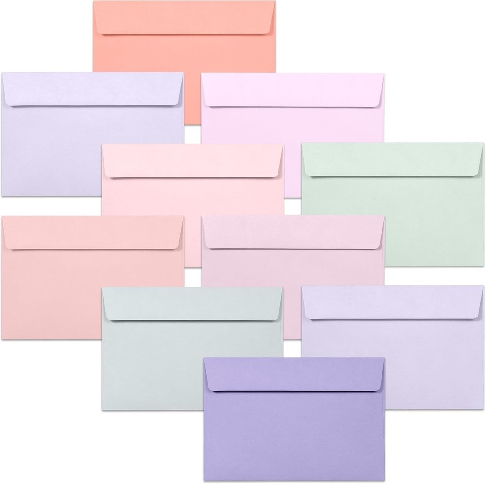 A4 Envelopes, 50-Pack Colored Envelopes 4×6, 4.25 x 6.25 inches, Pastel