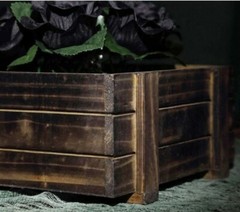 9 inches Natural Wood Rustic Square Planter Boxes/Centerpieces Wedding. SET OF 2