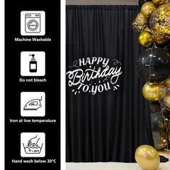 Black Backdrop Curtain for Party, Background Drapes Panels with Rod Pocket, W…