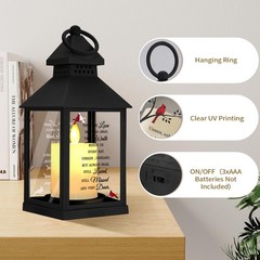 Sympathy Gifts for Loss of Loved One, Memorial Gift Lantern with Card, Black