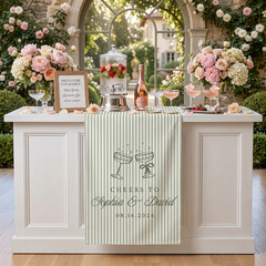 Personalized Wedding Bar Sign, Custom Engagement Cocktail Hour Bar Table Runner