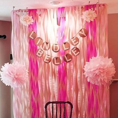 Crepe Paper Streamers 4 Rolls 328ft, Pack of Metallic Rose Rose Gold Pink-3264