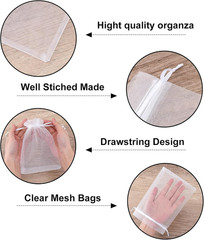 25PCS White Organza Bags 5X7 Inches, Sheer Mesh Jewelry Pouches, Organza Gift Ba