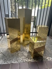 Set of 4 Gold Mirrored Acrylic Pedestal Plinths, Rectangular Prism Wedding