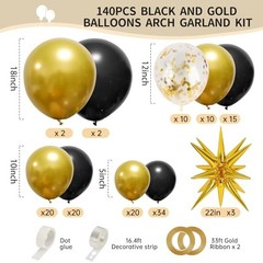 2026 Graduation Decorations Balloons, 140pcs Black Star Latex Black and Gold