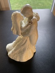 Porcelain Bride and Groom Cake Topper 7 In Cream Color Wedding Cake Topper Gift