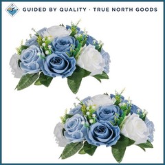 Dusty Blue & White Floral Centerpieces for Weddings and Party Table Decor