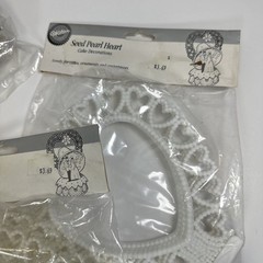 Vintage Wilton Wedding Cake Decorations Toppers Hearts Trims NOS Mixed Lot