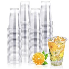200 Pack 10 oz Clear Plastic Cups – PET Disposable Drinking 200 Cups