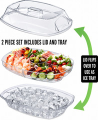 Chilled Appetizer Tray with Lid Ice Serving Platter for Parties 15 Inch