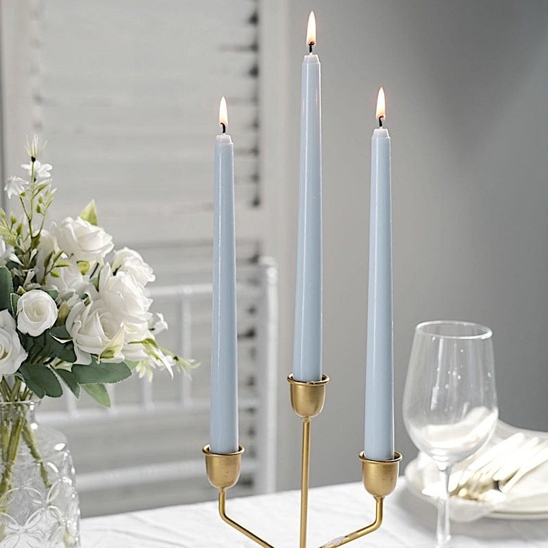 24 Dusty Blue Premium 10″ Taper Candles Unscented Dinner Party Wedding