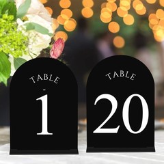Arch Wedding Table Numbers 1-20 with Stands – Double-Sided Printed 5″ X 7″ Ac…