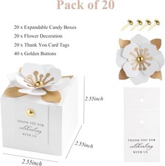 20 PCS Elegant White Floral Candy Boxes – Perfect for Weddings & Baby Showers