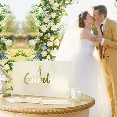 Frosted Acrylic Wedding Card Box Lock Large Gift Reception Slot String Light