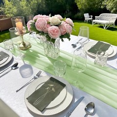 Chiffon Table Runner 10FT 28 x 120 Inch, Elegant Dining 10ft x 1pcs Sage Green