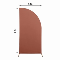 7 ft x 3 ft TERRACOTTA Matte Fitted Spandex Half Moon Arch Stand Cover Wedding