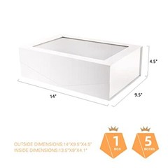 Large White Gift Box with Window, 13.5x9x4.1 Inches Clear Gift White-Pack of 1