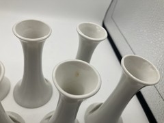 Bud Vase Place Card Photo Nametag Holder White Ceramic X 8 CHIPS SEE PICS USED