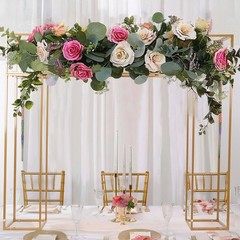 5ft GOLD Tall Rectangular Double Frame Table Top Stand Wedding Party Events