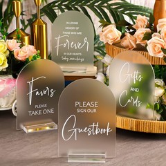 4 Pcs Clear Acrylic Wedding Signs – 5×7 Frosted Arch Decor for Ceremony & Recept