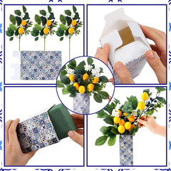 Amalfi Coast Party Decorations 4 Blue Tiles Table Centerpieces Boxes