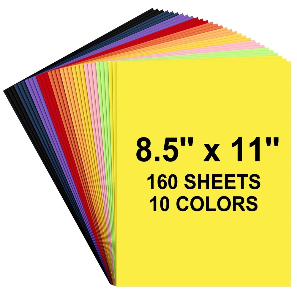 160 Sheets Colored Cardstock Paper 8.5 x 11 Color Card Stock for Printer Craf…