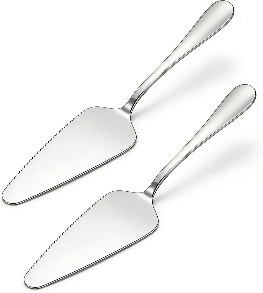 2 PCS Cake Pie Server Set, Stainless Steel Serrated Pastry Servers with Single