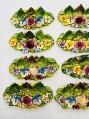 12 Antique Porcelain Place Card Holders Staffordshire England – Gorgeous!
