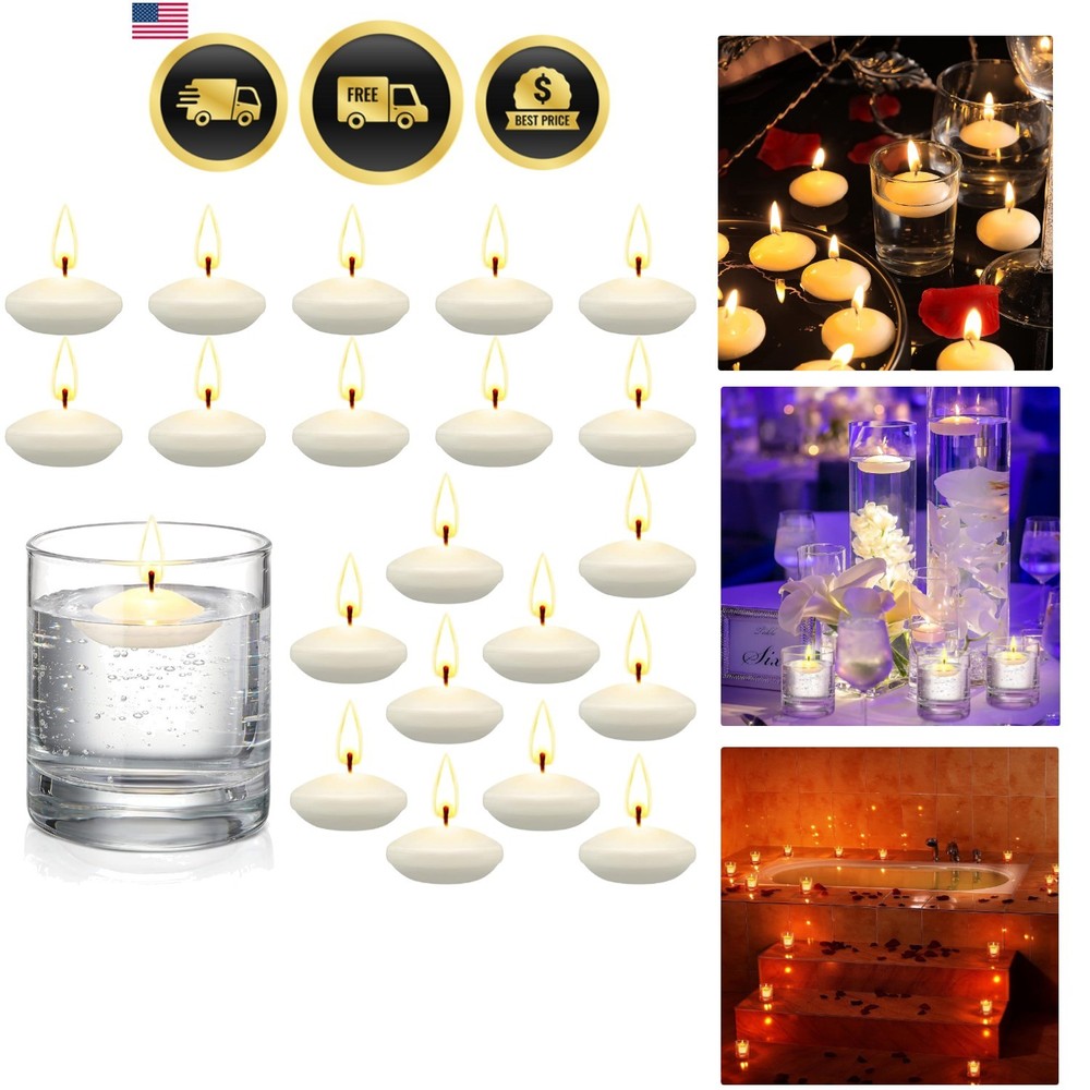 20 Pcs White Floating Candles Centerpieces for Wedding Small Unscented Floati…