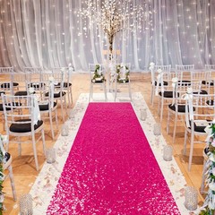 Hot Pink Carpet Runner for Party Wedding Aisle Sequin Sparkly Rug for Prom Ce…