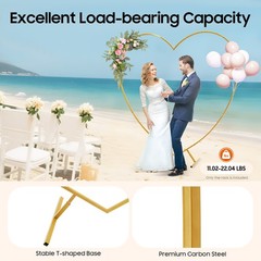Large Heart Archway Wedding Backdrop Stand Gold Arch Frame Flower Balloon Decor
