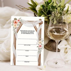 Floral Wedding Invites, 25 Wedding Invitation with Envelopes, Marriage Invitatio