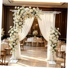 Double Crossbar Backdrop Stand Adjustable Background W16xL87xH87 in White