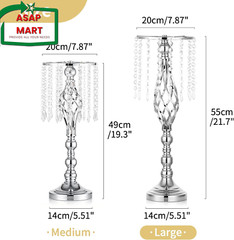 Nuptio 2 Pcs Silver Wedding Centerpieces Flower Stand, 21.7In/55Cm Height Weddin