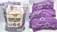 50 Spandex Slider Buckle Chair Bands Covers Silver Bling Wedding Party Purple