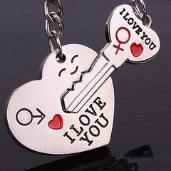 Hot Sale Zinc Alloy Silver Plated Lovers Gift Wedding Favors Couple My Heart Key