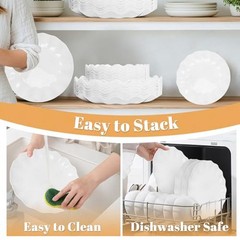 LIYH 24 Pcs Plastic Plates Reusable – Unbreakable Party 24(12 Guests) White