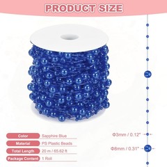 Artificial Floating Beads, 8+3mm 66ft Faux Pearls Beads String, Sapphire Blue