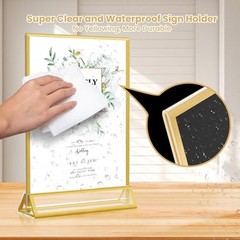 5×7 Gold Acrylic Sign Holder, 12 Pack Wedding Table Vertical-12 Pack-5 x 7