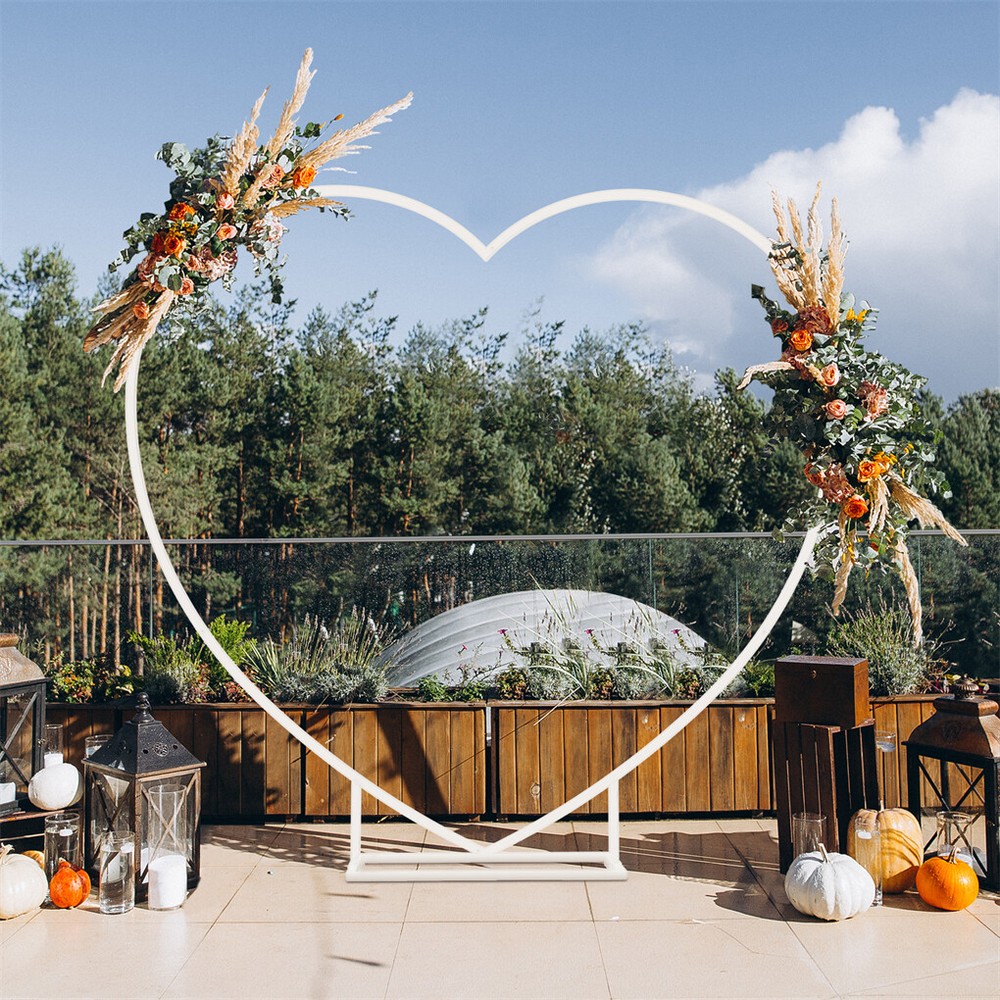 Heavy Duty White Heart Shape Wedding Arch Backdrop Stand Metal Arbor Frame Party