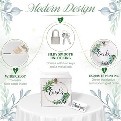 White Wedding Card with Lock & Slot, PVC Gift Card for Wedding Reception, Euc…