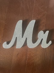 Silver Glitter Mr & Mrs Wedding Table Sign Set, Freestanding Letters (3pc)