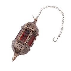 2 Pcs Hanging Hexagon Decorative Moroccan Candle Lantern Holders, 2pcs, Brown
