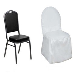 BRAND NEW Polyester BANQUET – REUSABLE Chair Cover – WHITE – 1 pc