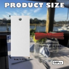 50 PCS Name Place Cards Table Setting Blank Wedding Ribbon 1.57 x 3.54 Inch Red