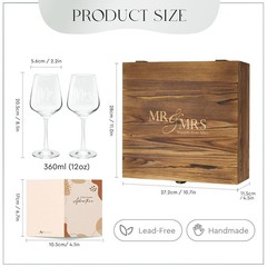 AW BRIDAL Mr and Mrs Wine Glasses Wedding Gifts for Couples Large, &