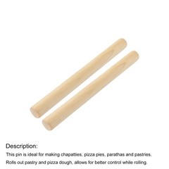 Baking Pastry Pizza Pasta Dough Roller Hand Rolling Pin Beige 28cm Length 2 Pcs